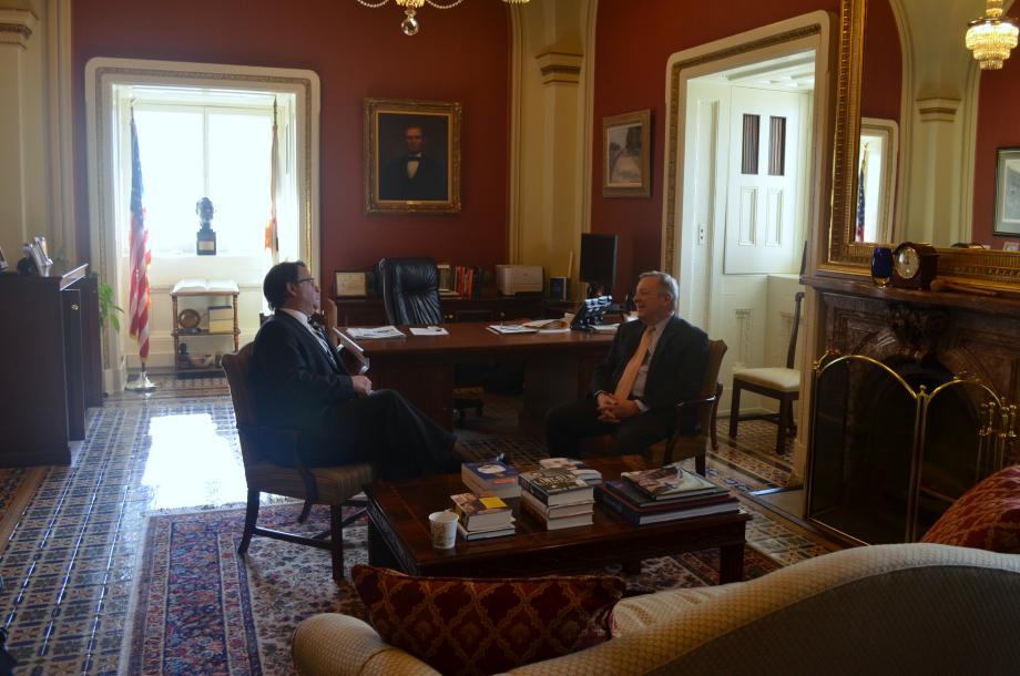 U.S. Senator Dick Durbin (D-IL) met today with Senator-elect Gary Peters who will be replacing Senator Carl Levin (D-MI) at the end of the year.